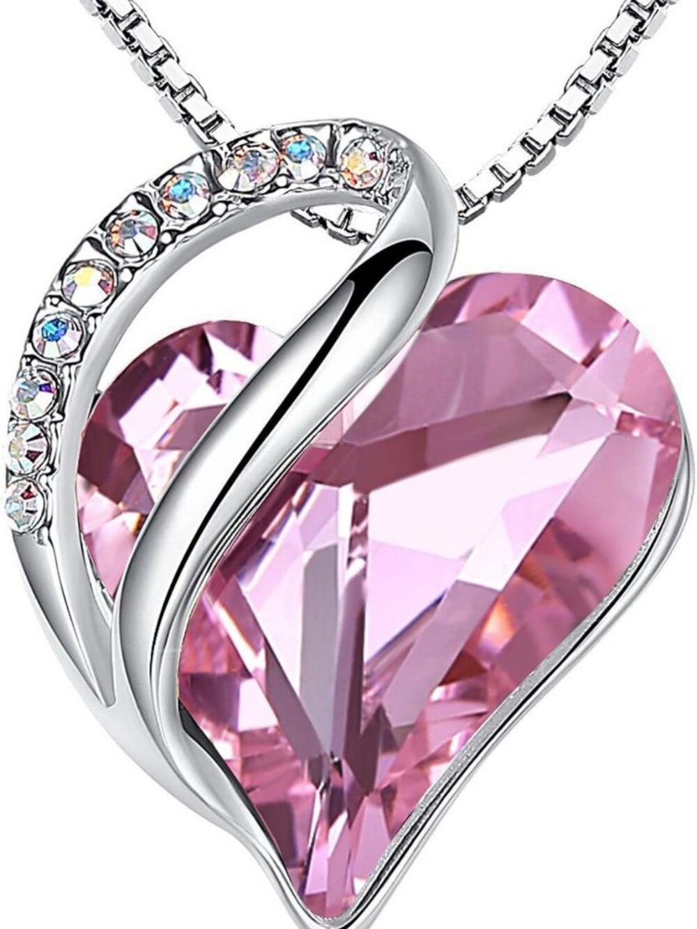 Infinity Love Birthstone Heart Pendant Necklace for Women - Adjustable Silver